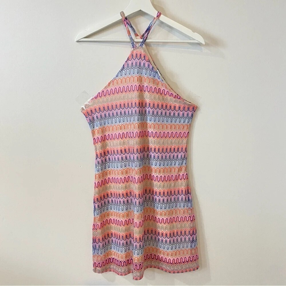 H&M Colorful Halter Knit Dress Size M - NWT Festival Boho Party Dress